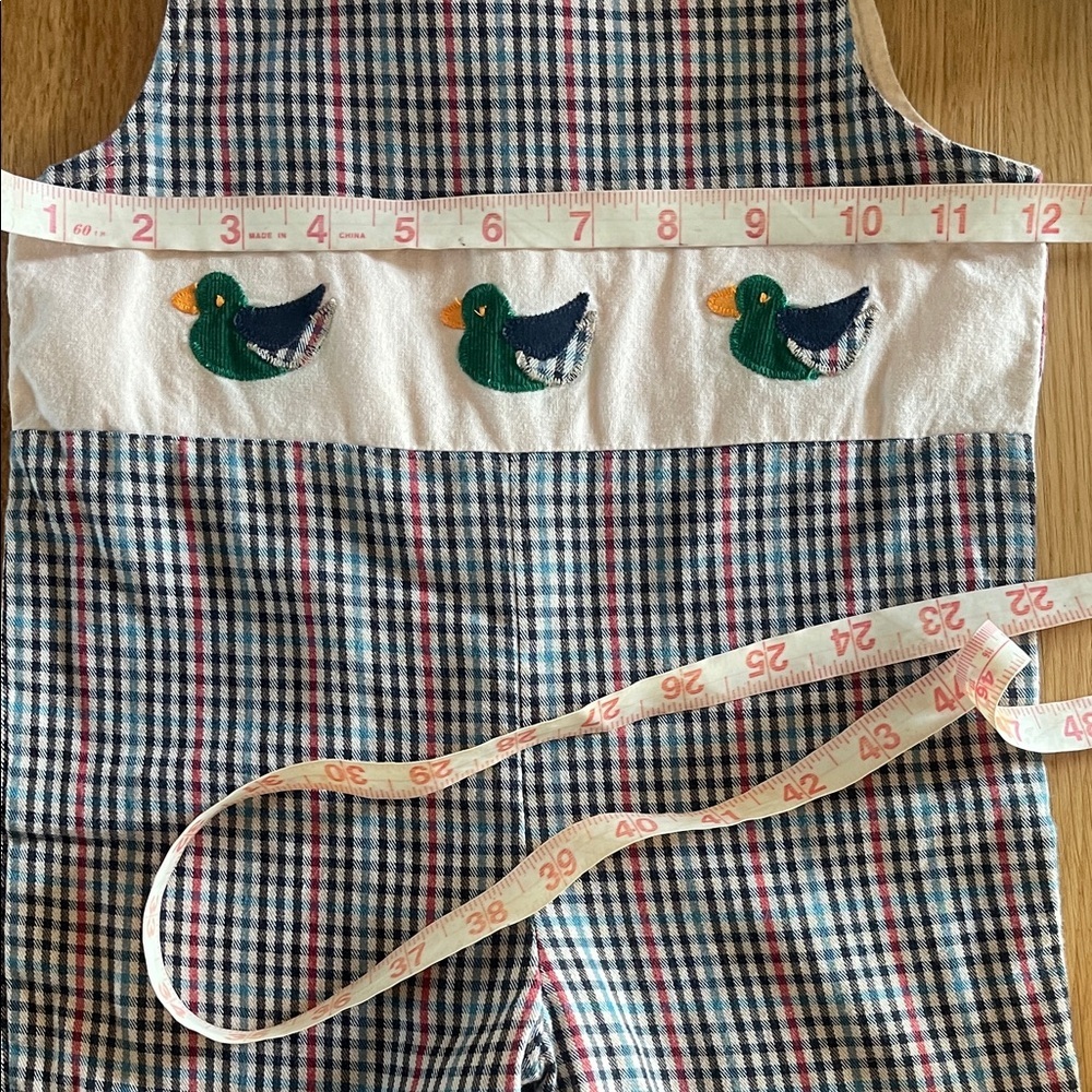 9mo Funtasia Too! Gingham Plaid Duck Embroidered Boy’s Shortall - Picture 9 of 9